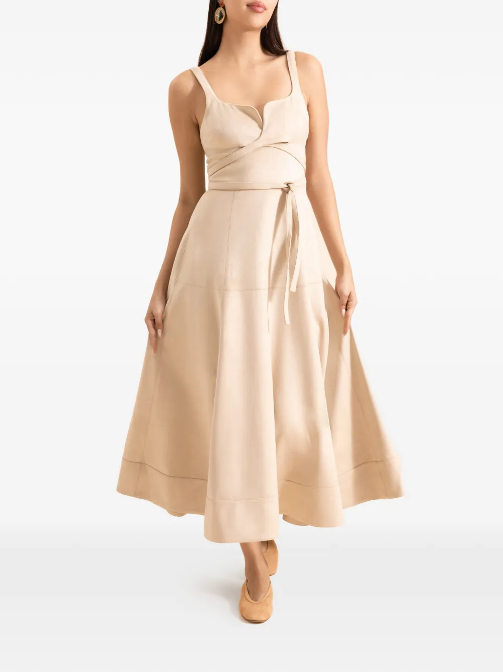 Alexis Kendra tie-waist midi dress - Toni neutri