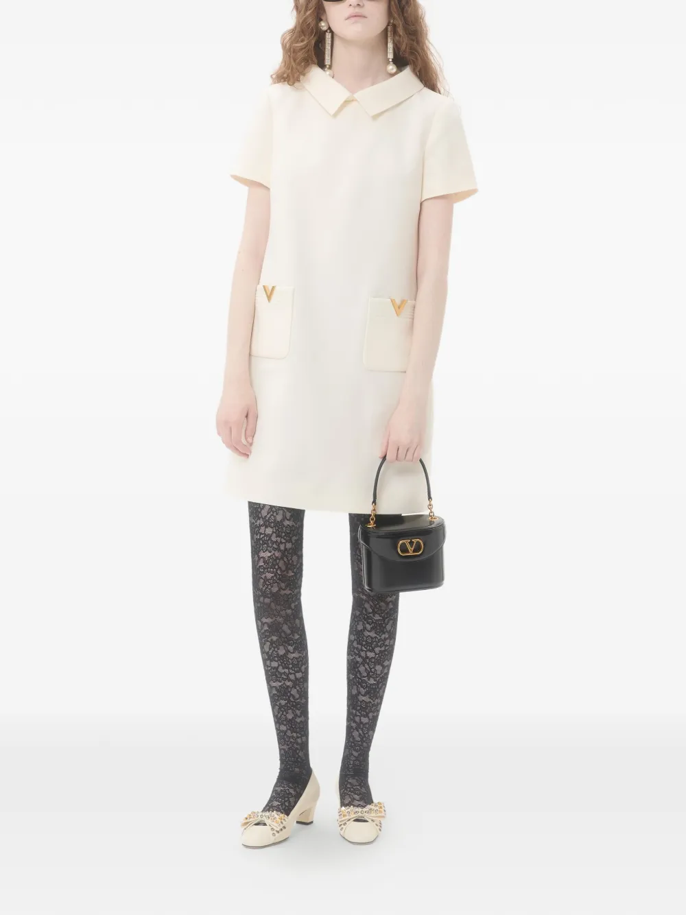 Valentino Garavani VGold mini-jurk met zak Beige
