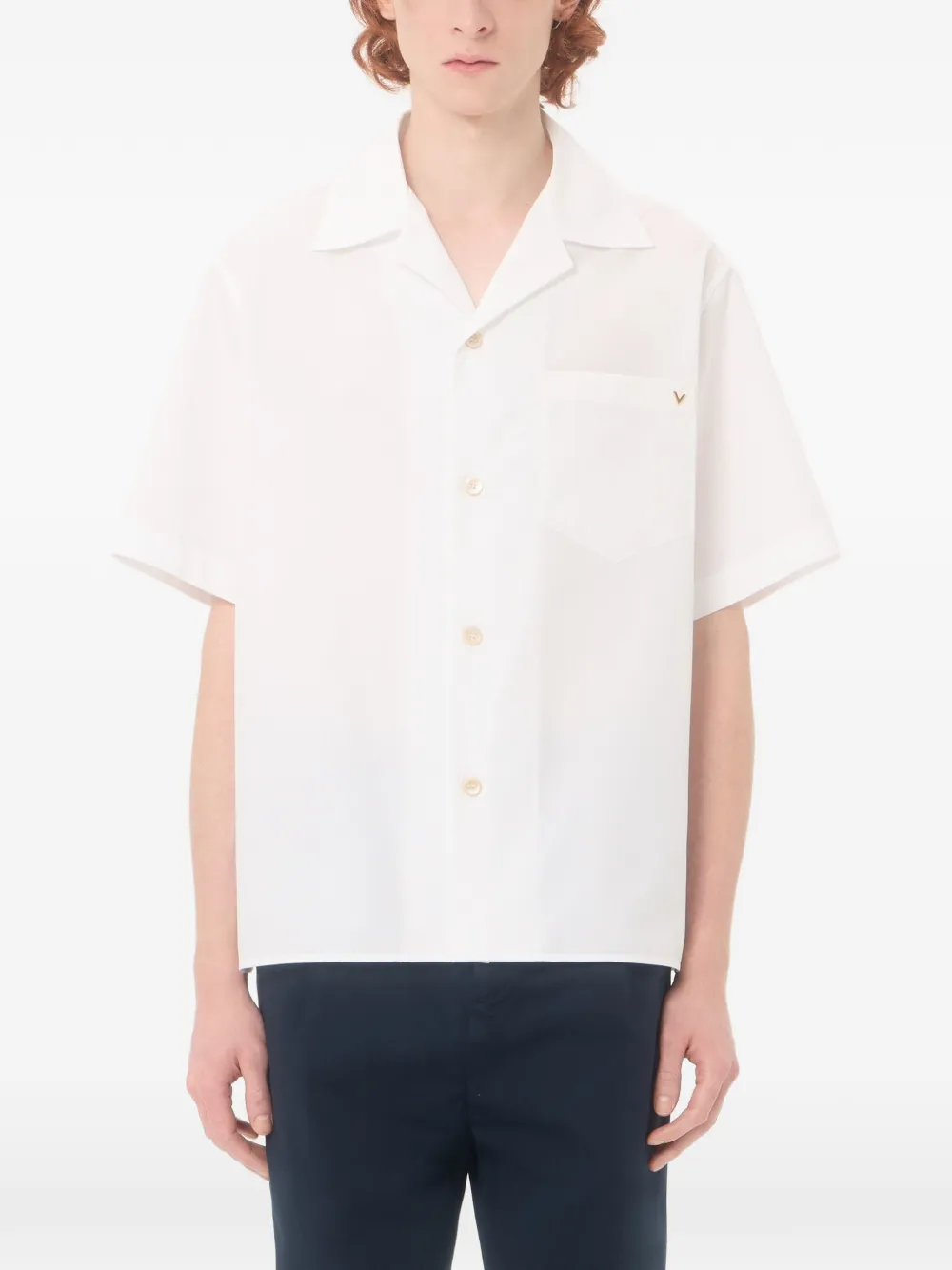 Valentino Garavani Vgold katoenen popeline bowlingshirt Wit