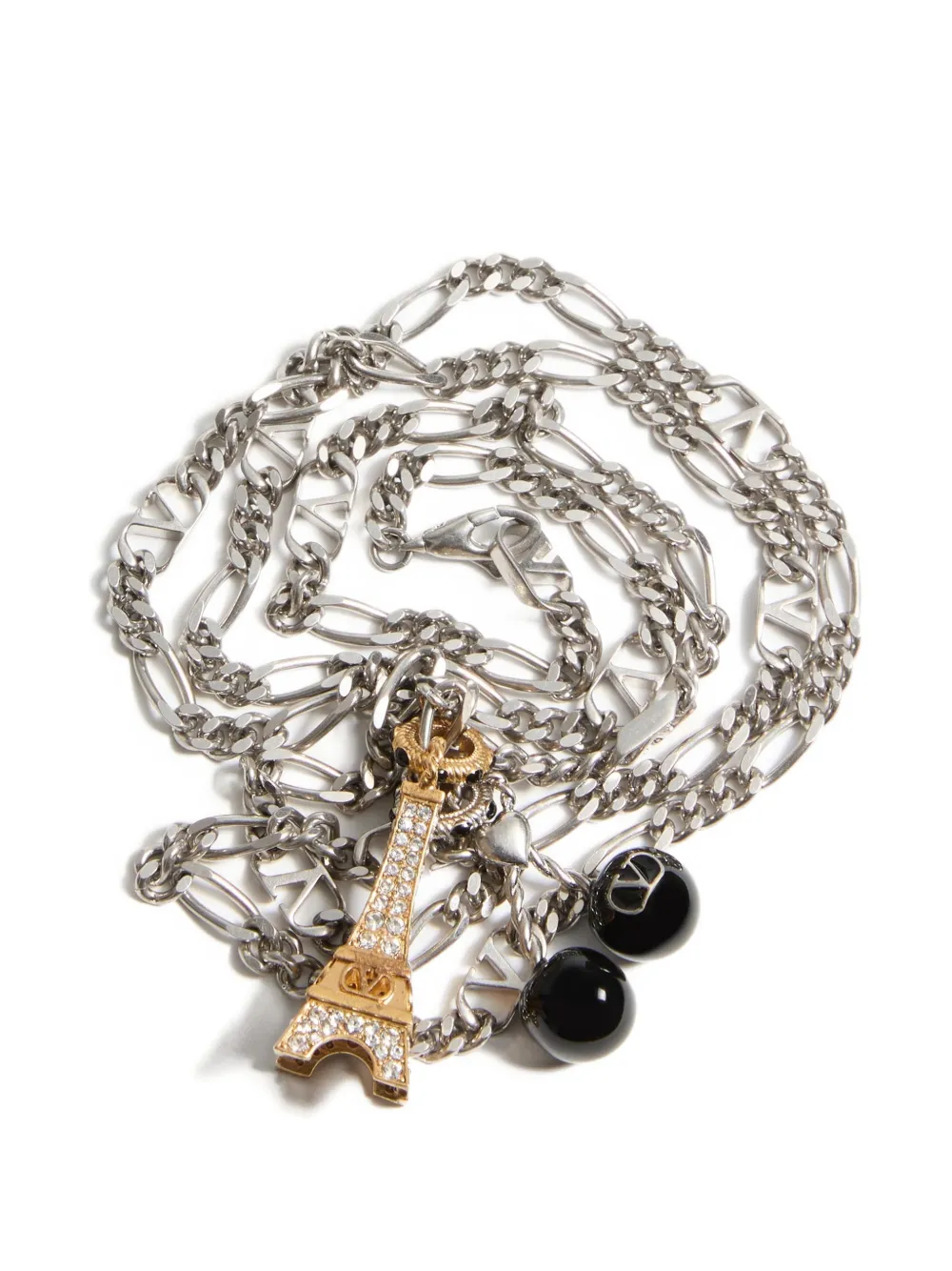  Valentino Garavani Valentino Garavani Chez Valentino Necklace In Metal, Enamel And Swarovski® Crystals - Silver 