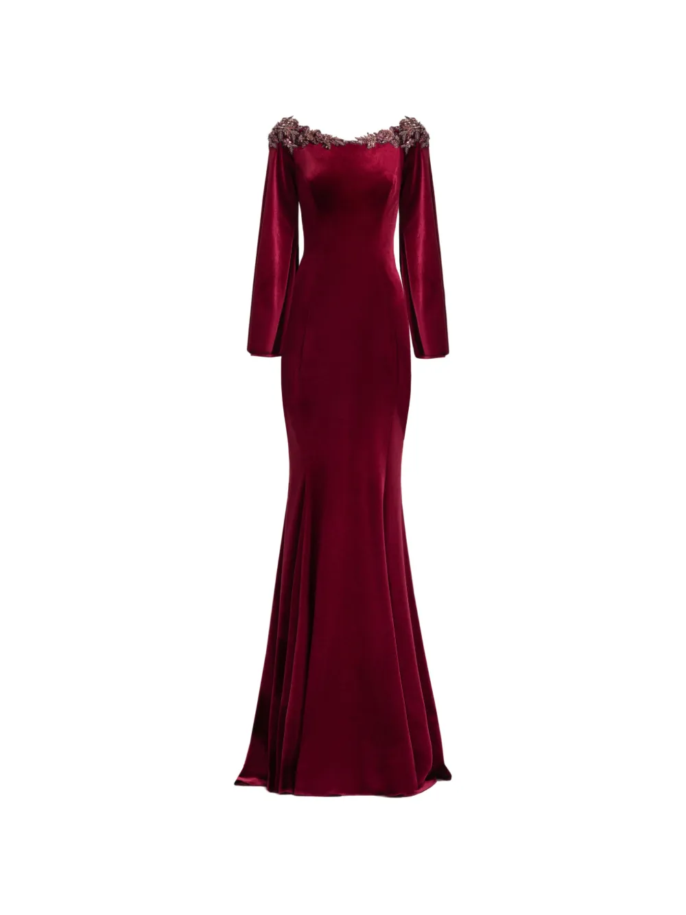 Gemy Maalouf long-sleeve velvet maxi dress - Rosso