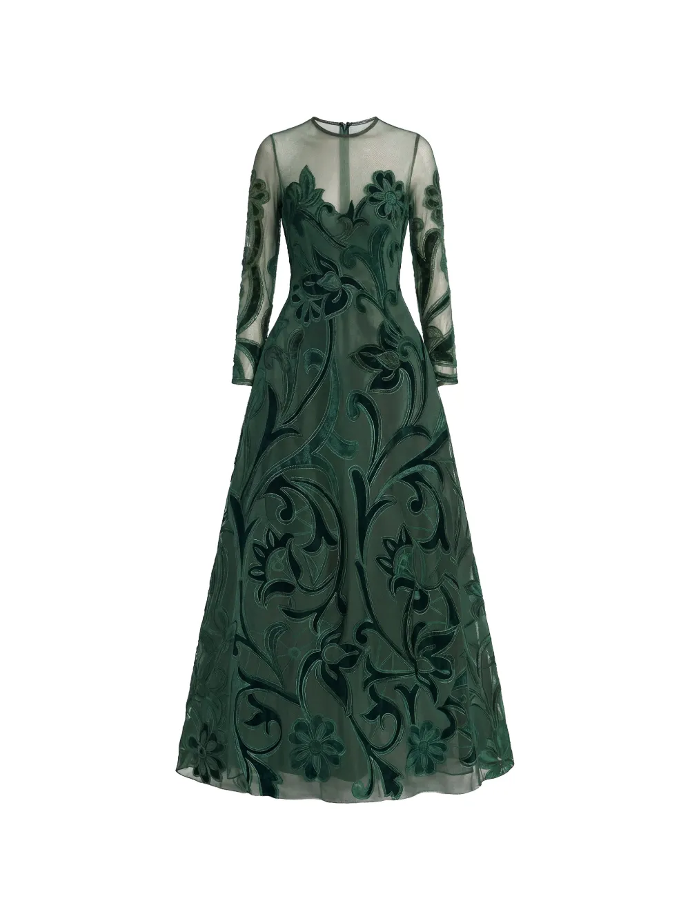 Gemy Maalouf embroidered velvet-appliqué dress - Verde