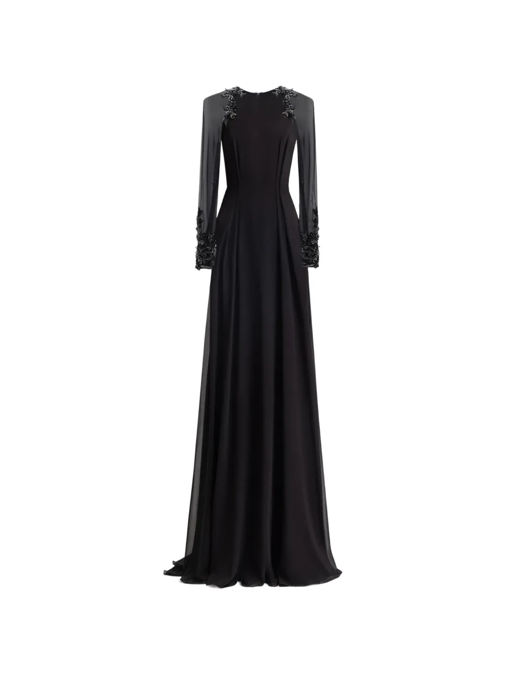 Gemy Maalouf beaded cape-detail maxi dress - Black
