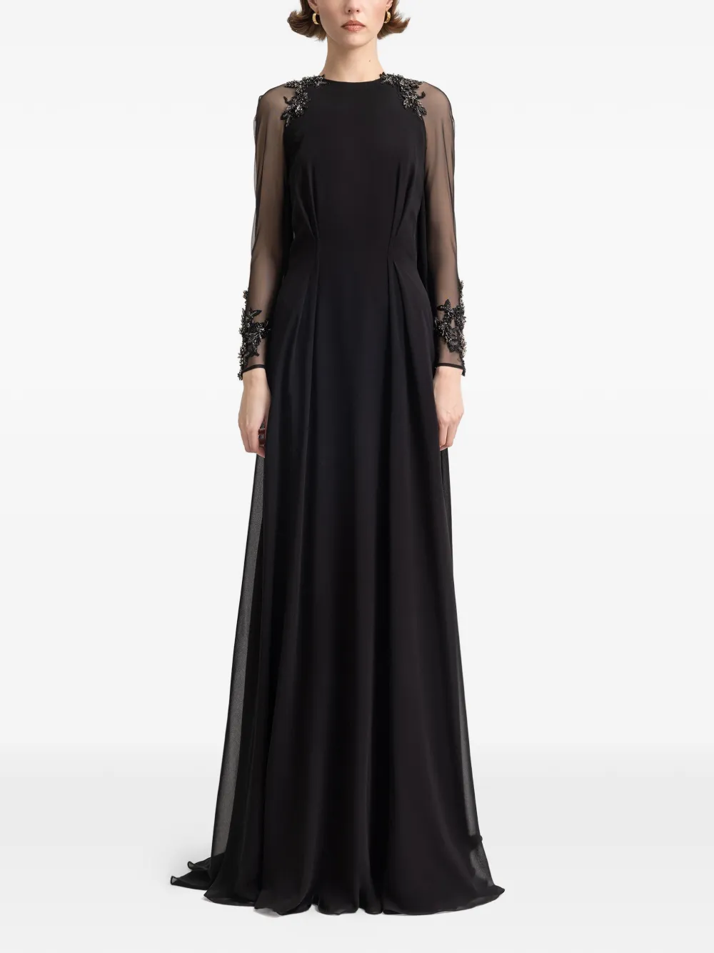 Gemy Maalouf beaded cape-detail maxi dress - Zwart