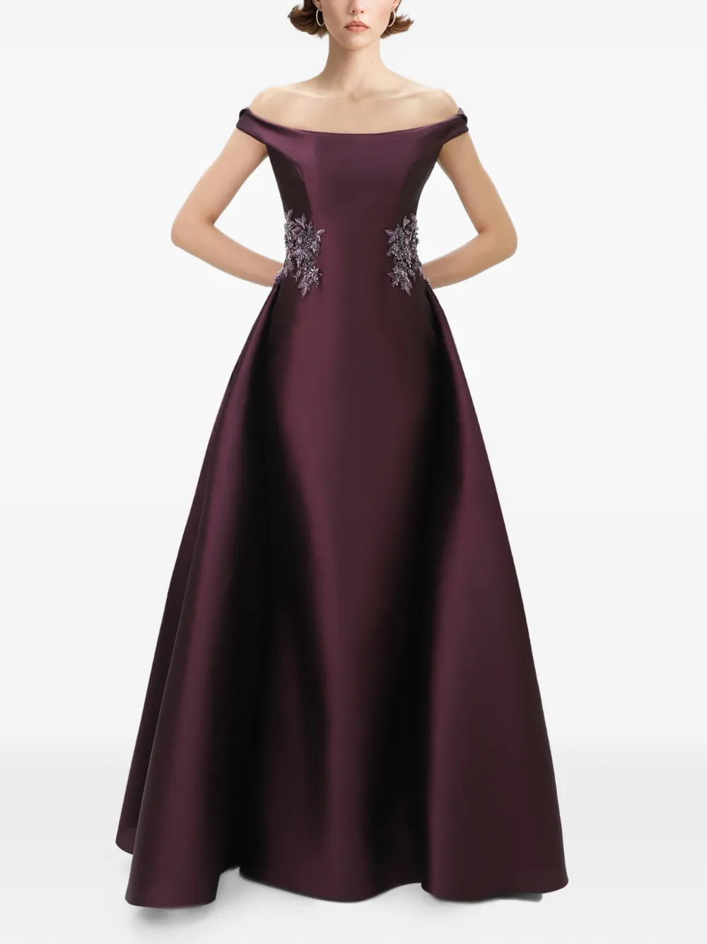 Gemy Maalouf off-shoulder beaded gown - Paars