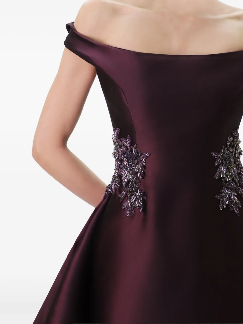 Gemy Maalouf Off-shoulder avondjurk met kralen Paars