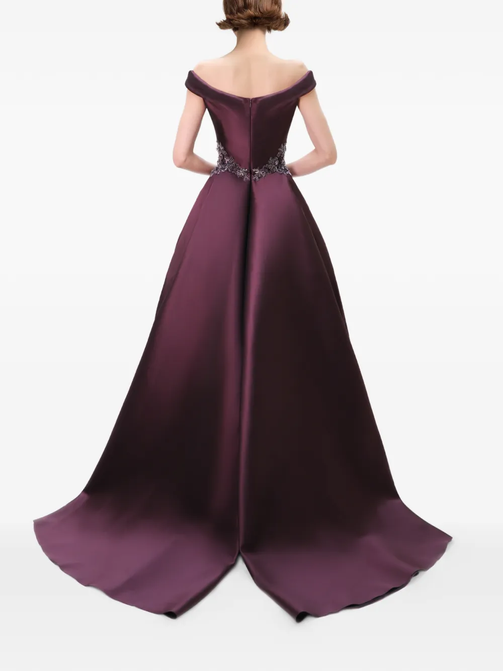 Gemy Maalouf Off-shoulder avondjurk met kralen Paars