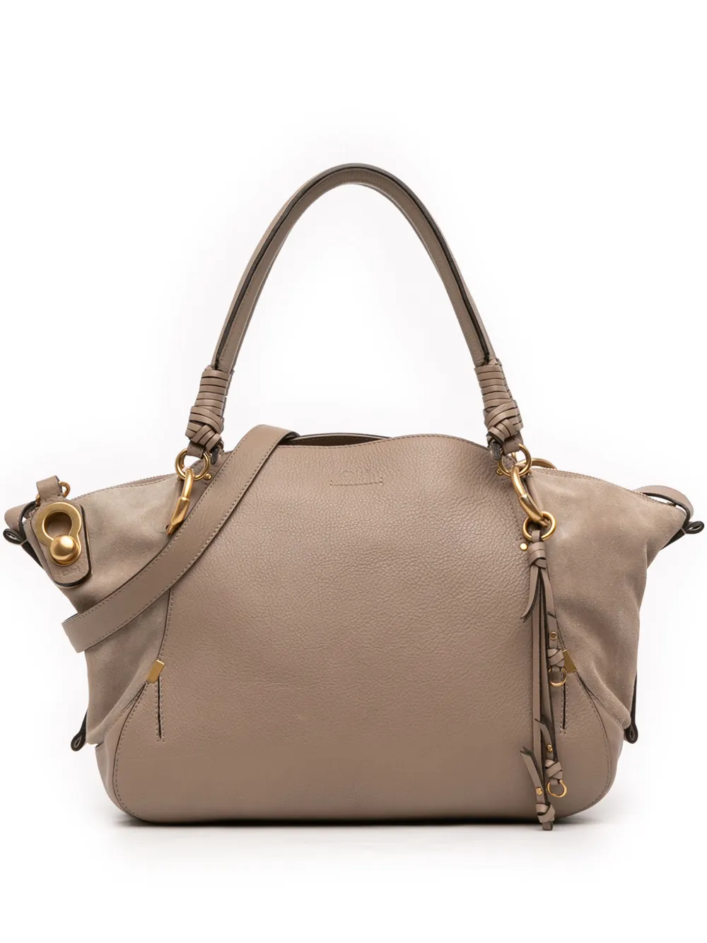 Chloé Pre-Owned 2017 Medium Calfskin and Suede Owen satchel - Grigio