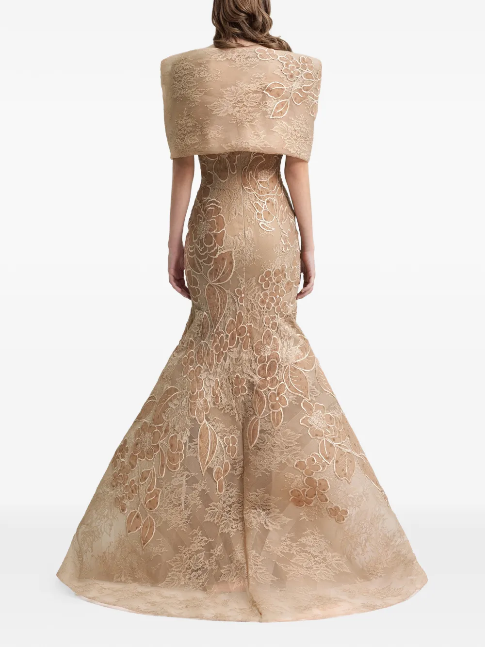 Gemy Maalouf floral-embroidered gown - Beige