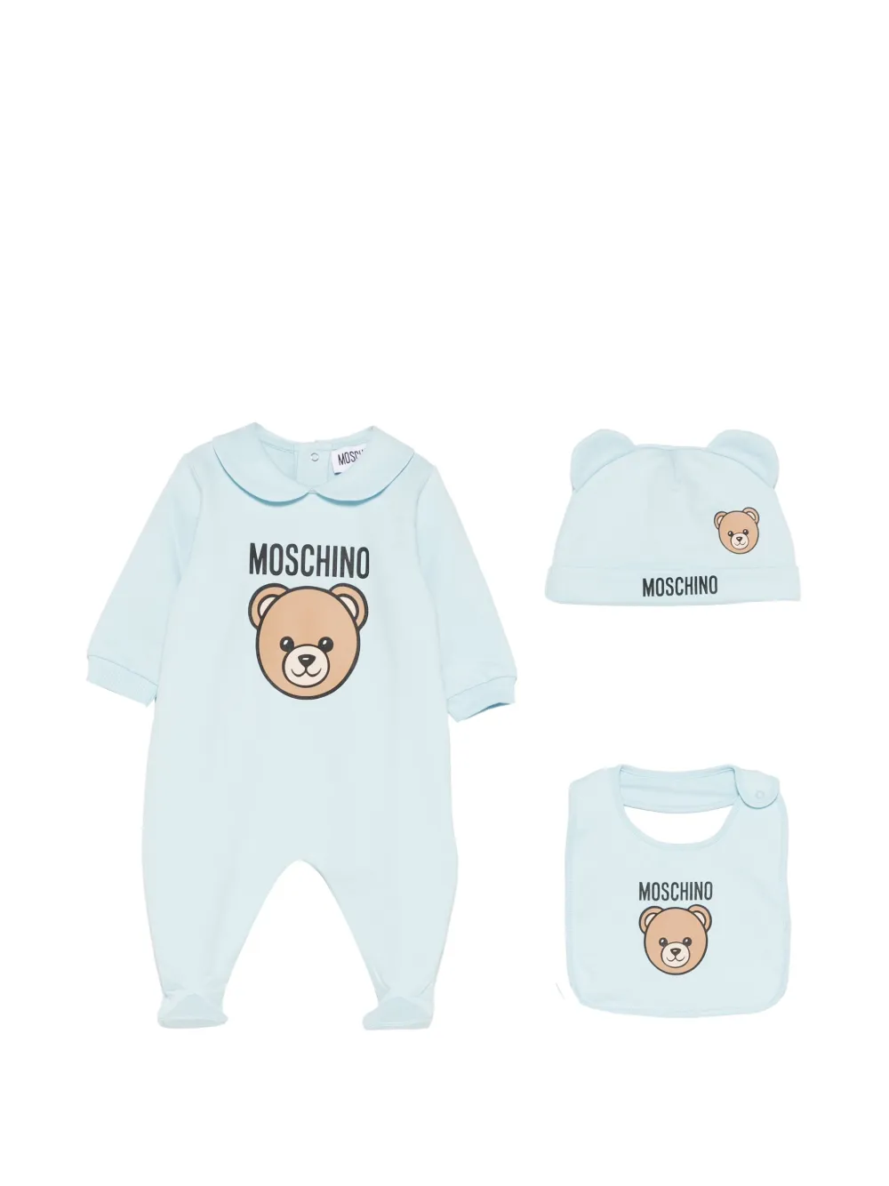 Moschino Kids bear-print collared babygrow set (set of three) - Blau