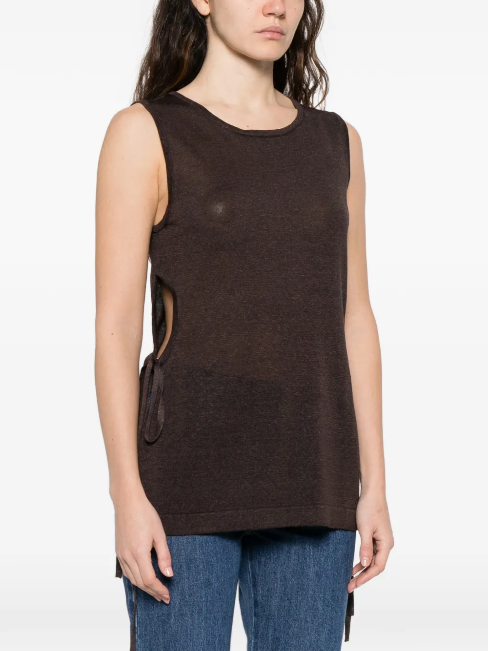  P.a.r.o.s.h. Side-ties Knitted Vest - Brown 