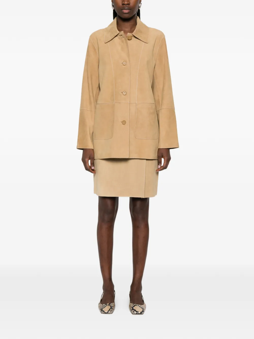 Minuetto Panelled Suede Coat