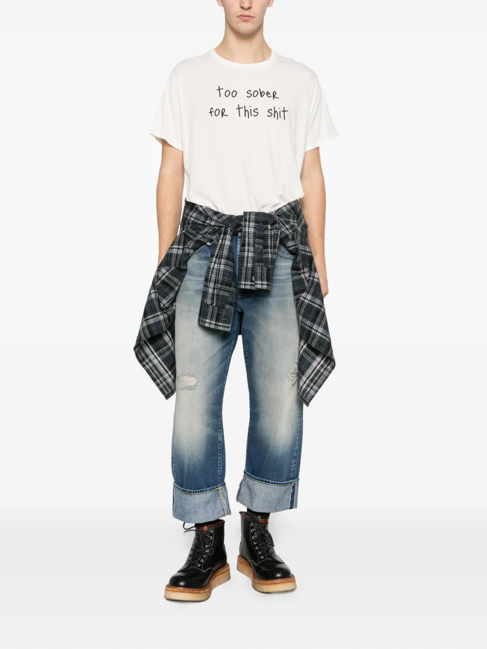 R13 Too Sober printed T-shirt - Beige