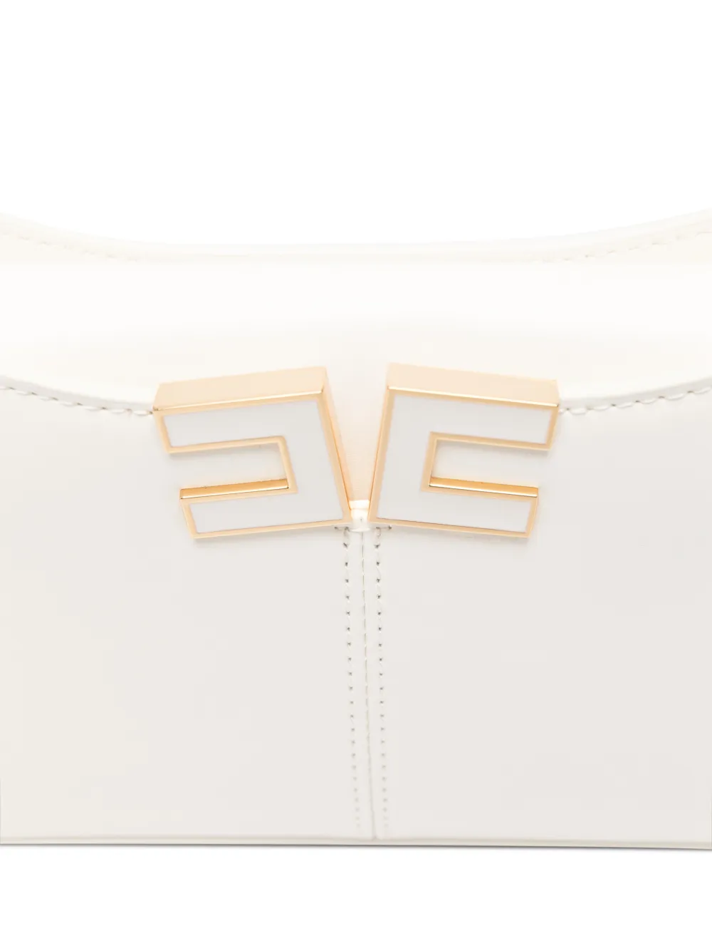 Elisabetta Franchi Schoudertas met logo en ketting Beige