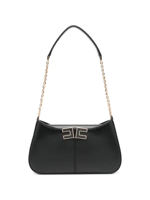 Elisabetta Franchi logo-plaque Shoulder Bag | Black | FARFETCH