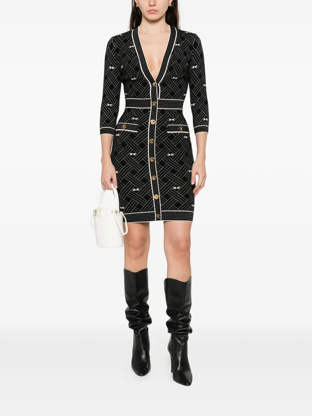 Elisabetta Franchi button patterned dress - Zwart