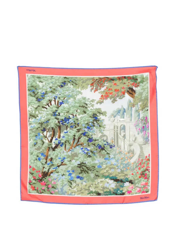 Max Mara Floral-print Scarf in Green