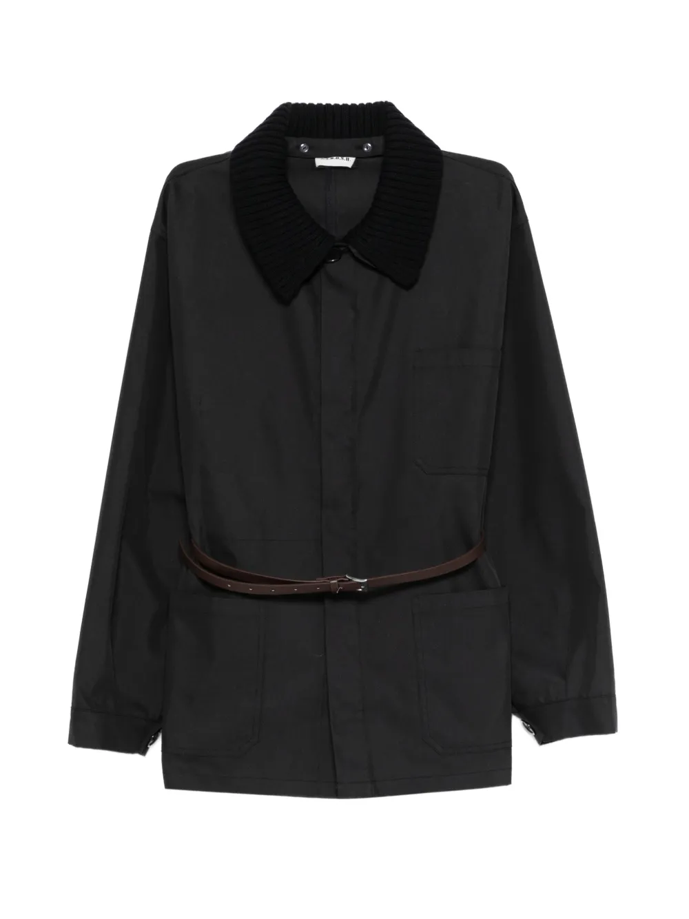 P.A.R.O.S.H. knit-collar belted jacket - Nero