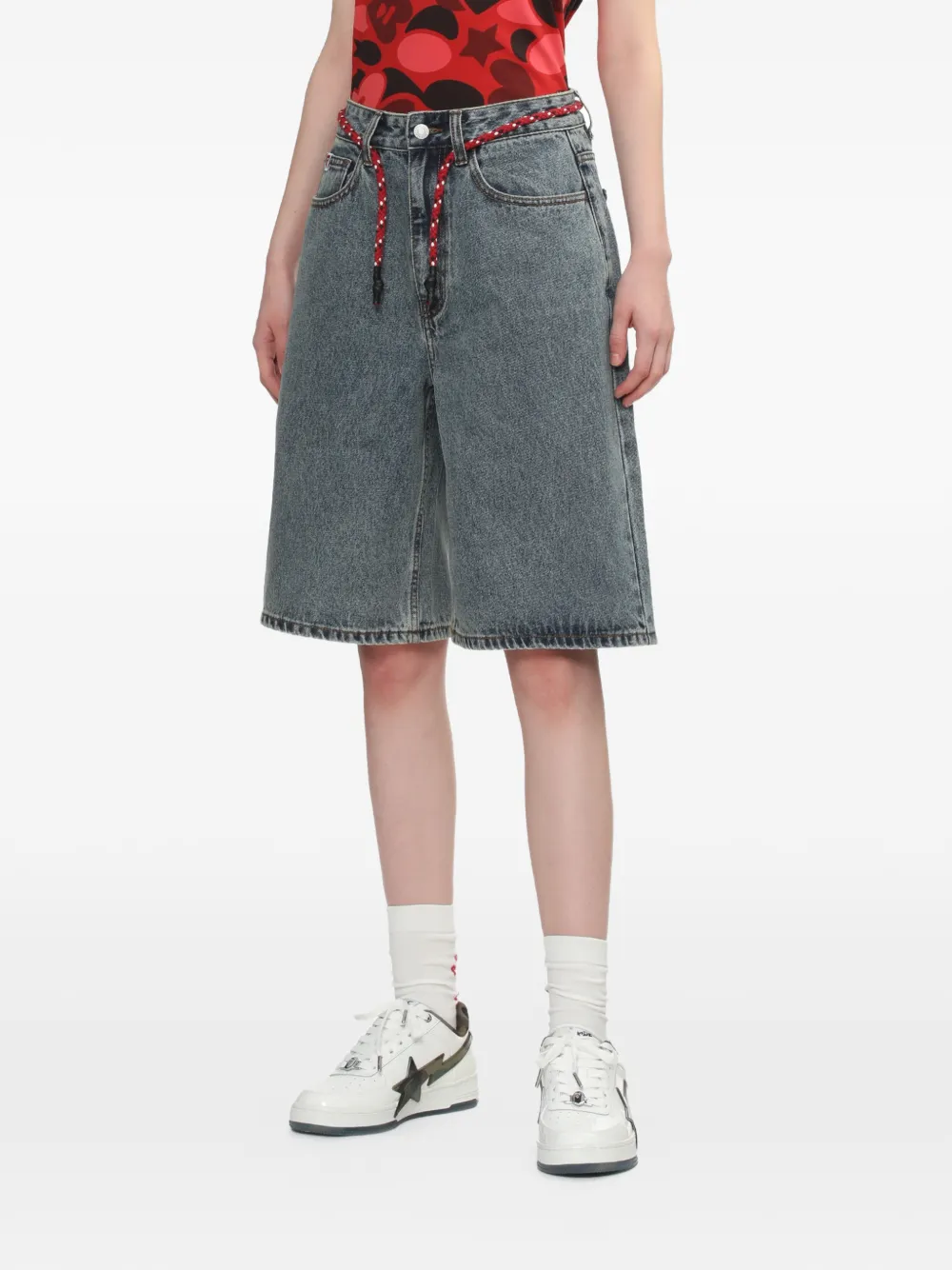  A Bathing Ape® Apee Heart Motif Braided Shorts - Blue 