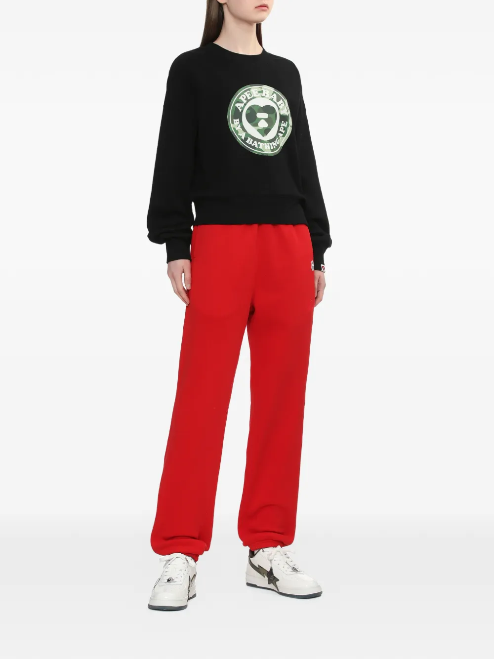 A Bathing Ape® Round Camo Heart-print Sweatshirt - Black 
