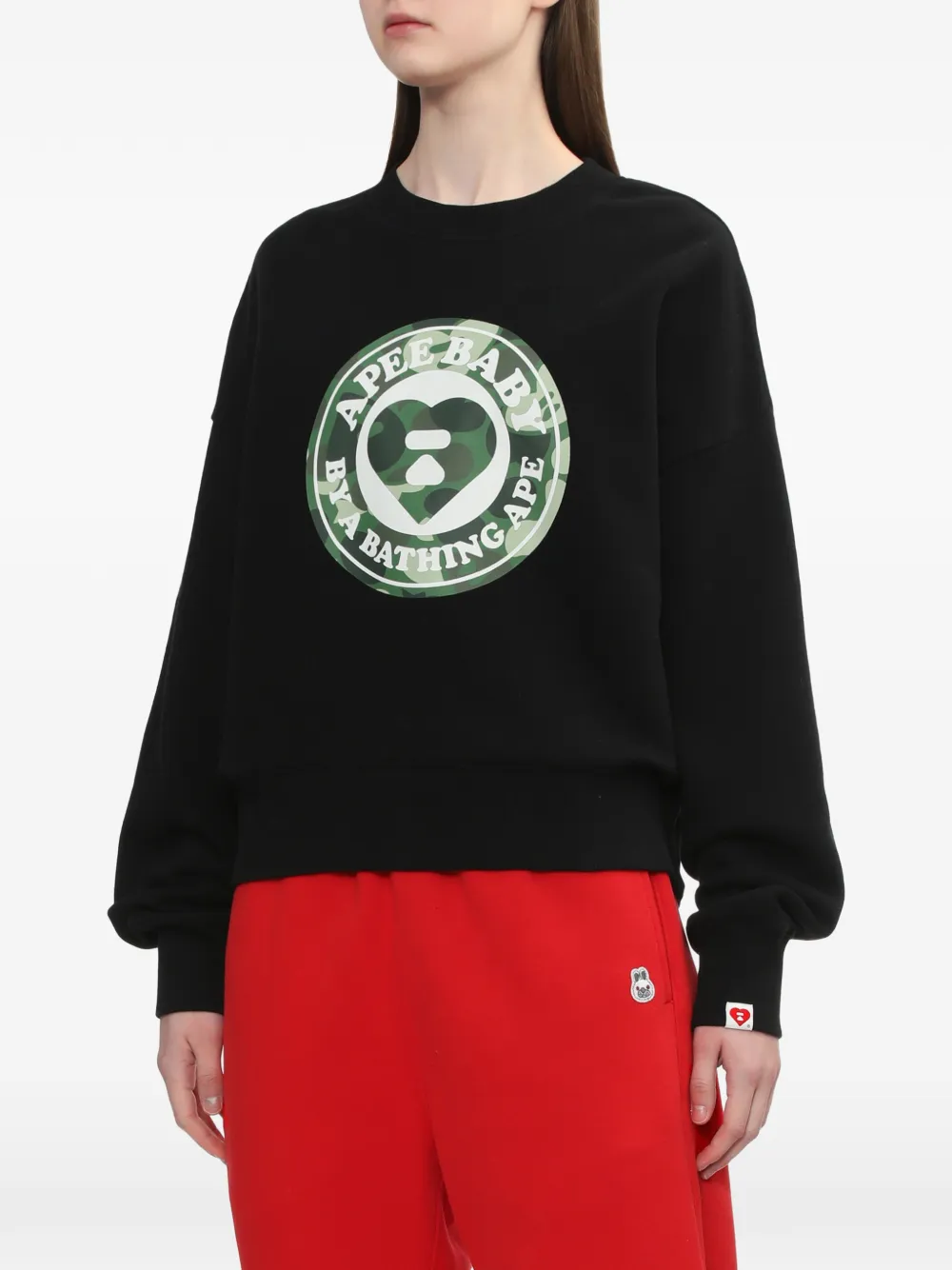  A Bathing Ape® Round Camo Heart-print Sweatshirt - Black 