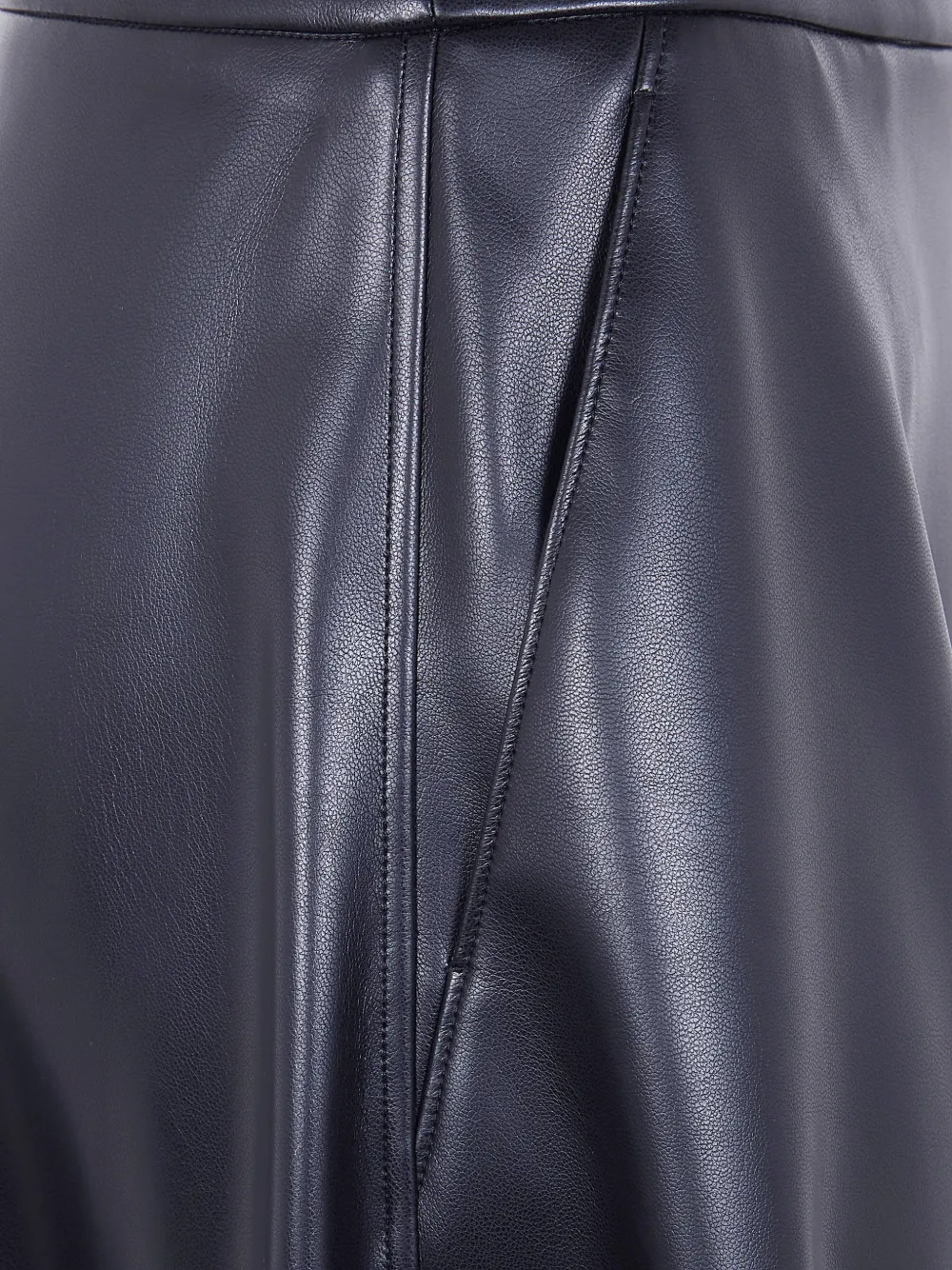Panelled Leather A-Line Skirt