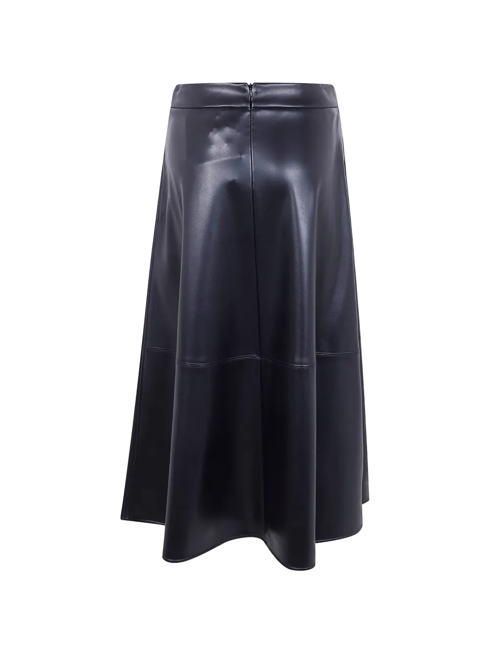 Panelled Leather A-Line Skirt