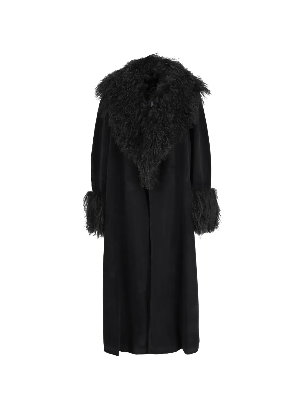 Fendi Pre-Owned fur-trim wool coat - Black