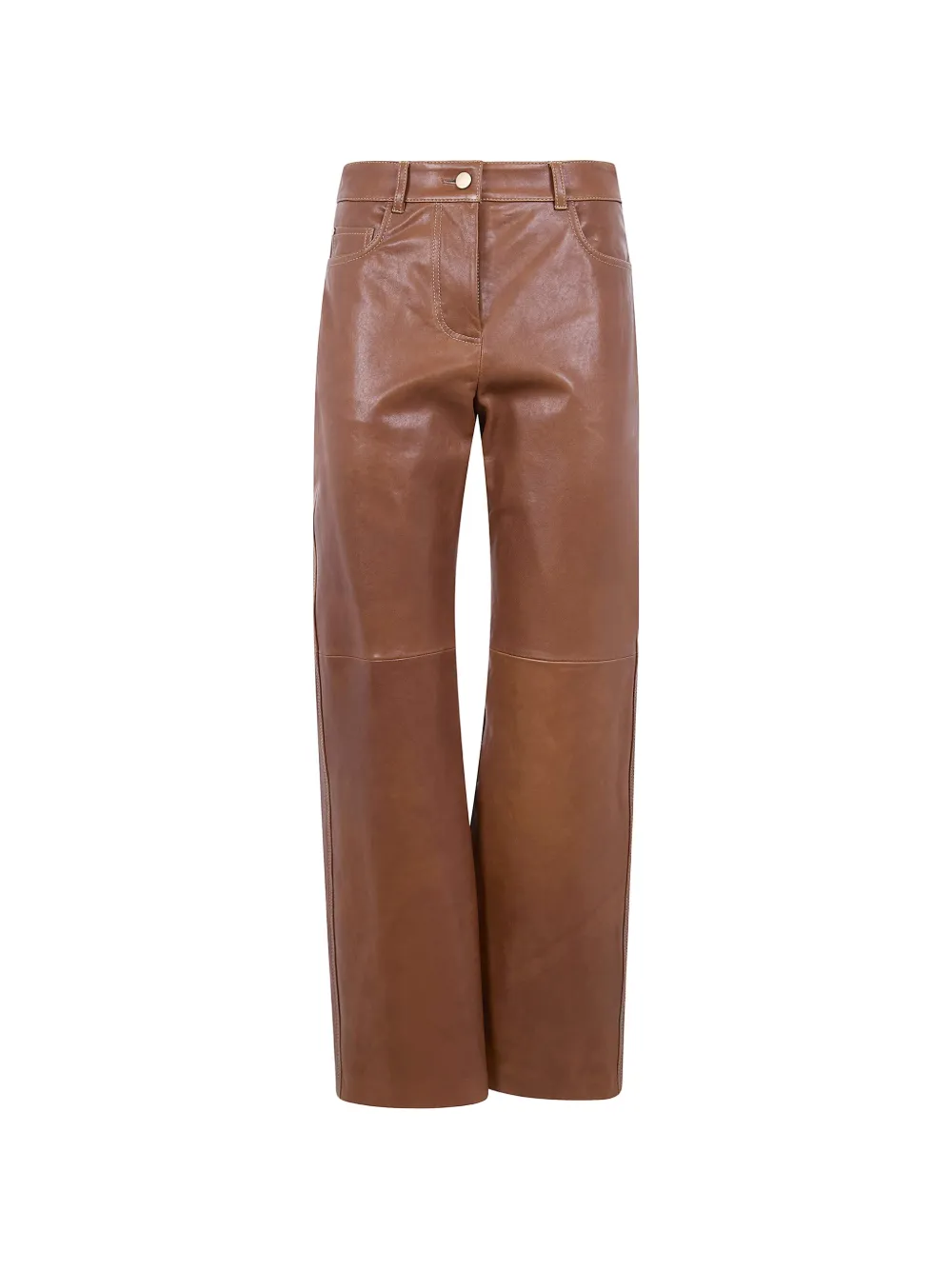 'S Max Mara leather straight trousers - Marrone