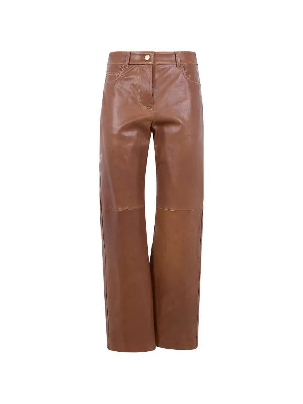 【美品】S MAX MARA ストレートパンツ ブラウン S Max Mara レザー ストレートパンツ | ブラウン | FARFETCH JP