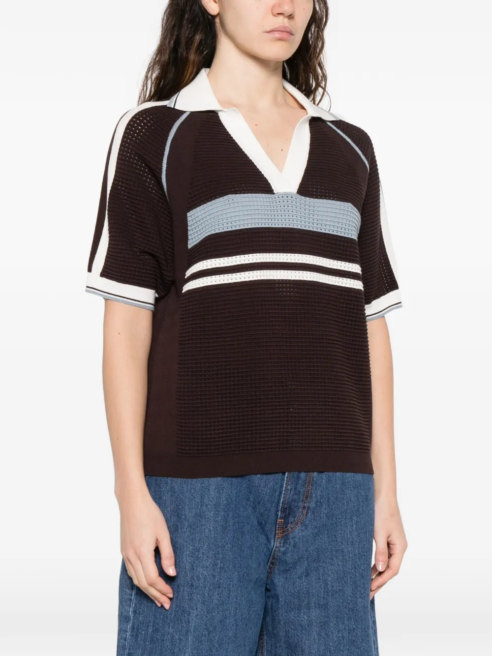  P.a.r.o.s.h. Striped V-neck T-shirt - Brown 