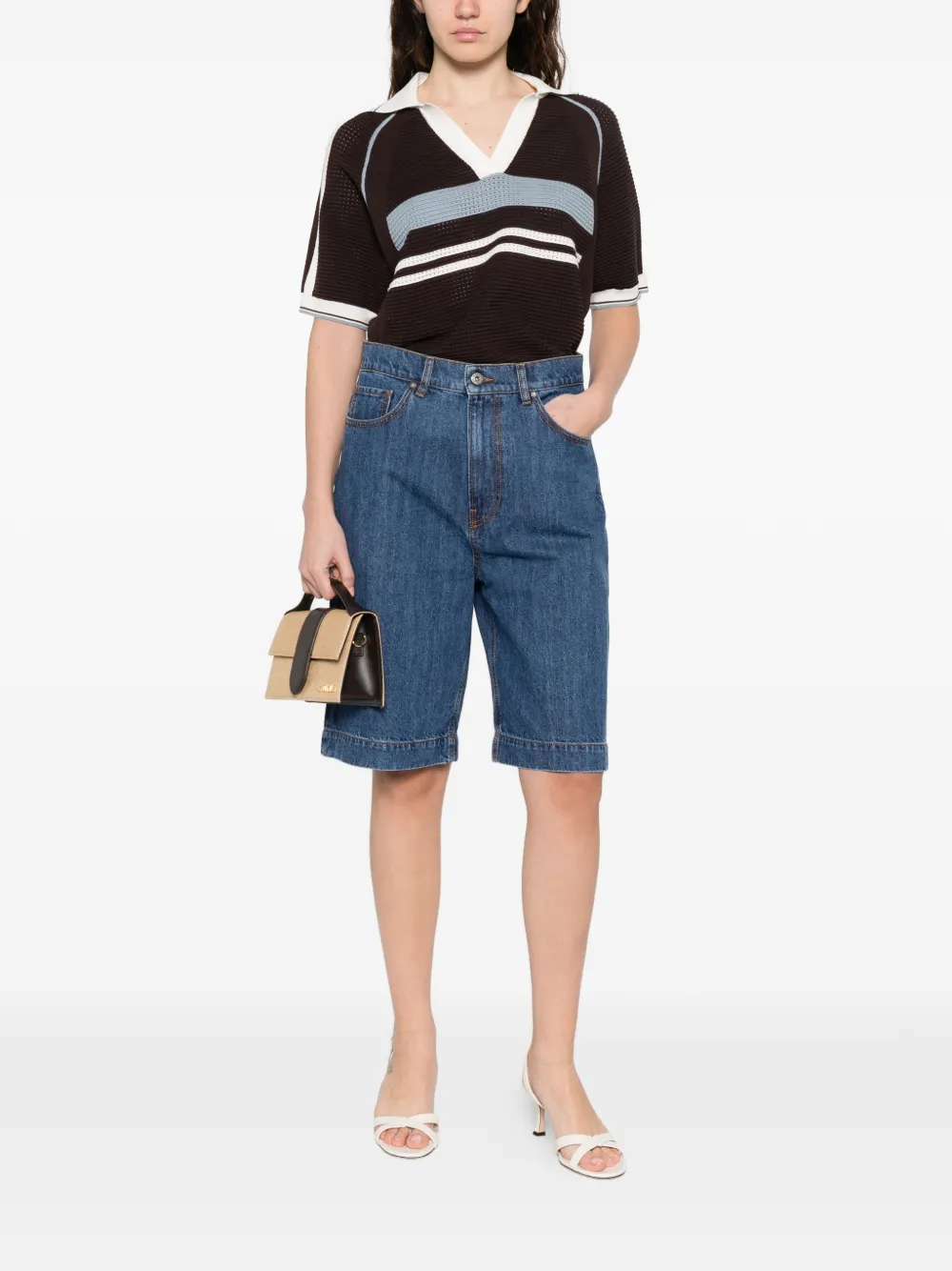  P.a.r.o.s.h. Striped V-neck T-shirt - Brown 