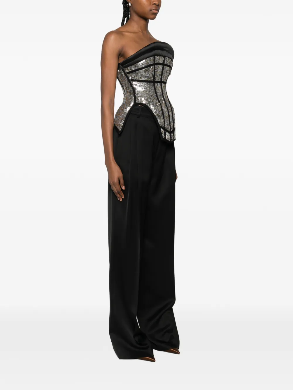  Mitiliane Couture Sequin-embellished Corset Top - Silver 