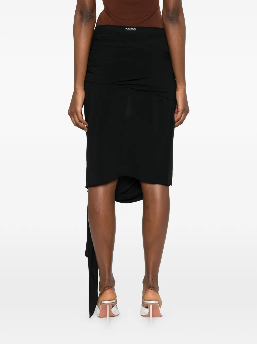 The Attico Gedrapeerde midi-rok met geknoopt detail Zwart