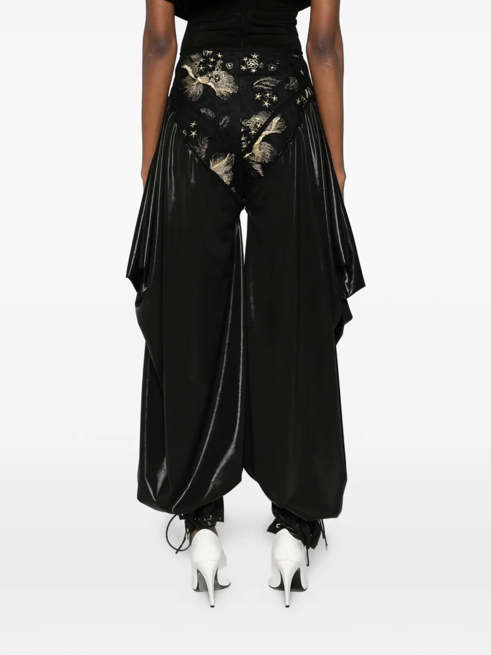 MITILIANE COUTURE Broek met verlaagd kruis en kant Zwart
