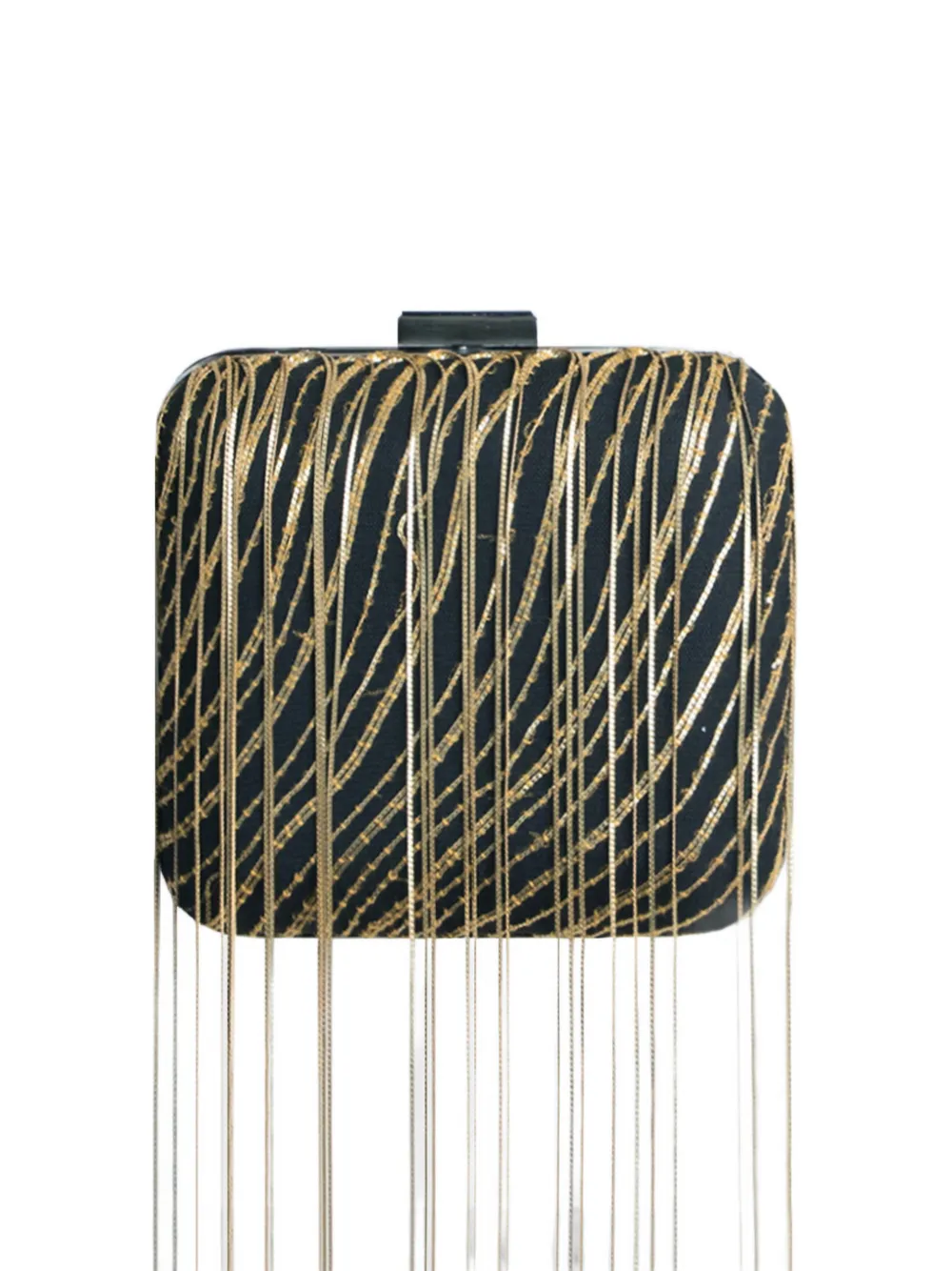 Gemy Maalouf Clutch con frange - Nero