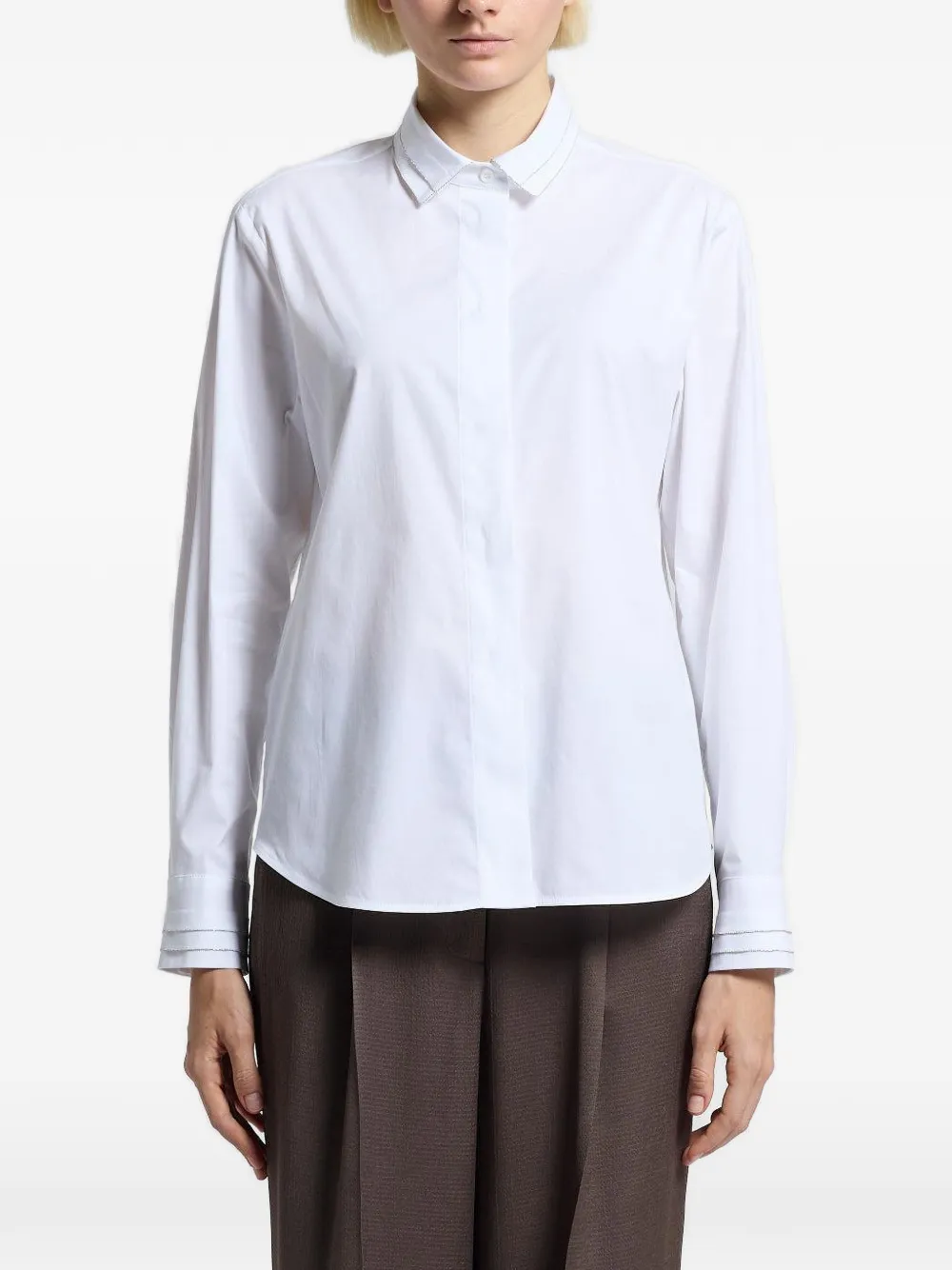 Peserico pleated long-sleeve shirt - Wit