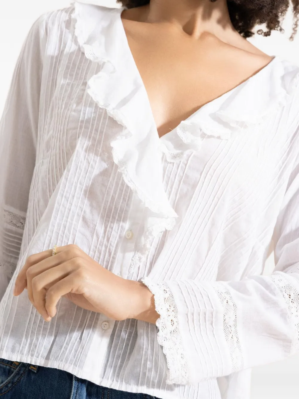  Dôen Huguette Ruffled Lace Shirt - White 