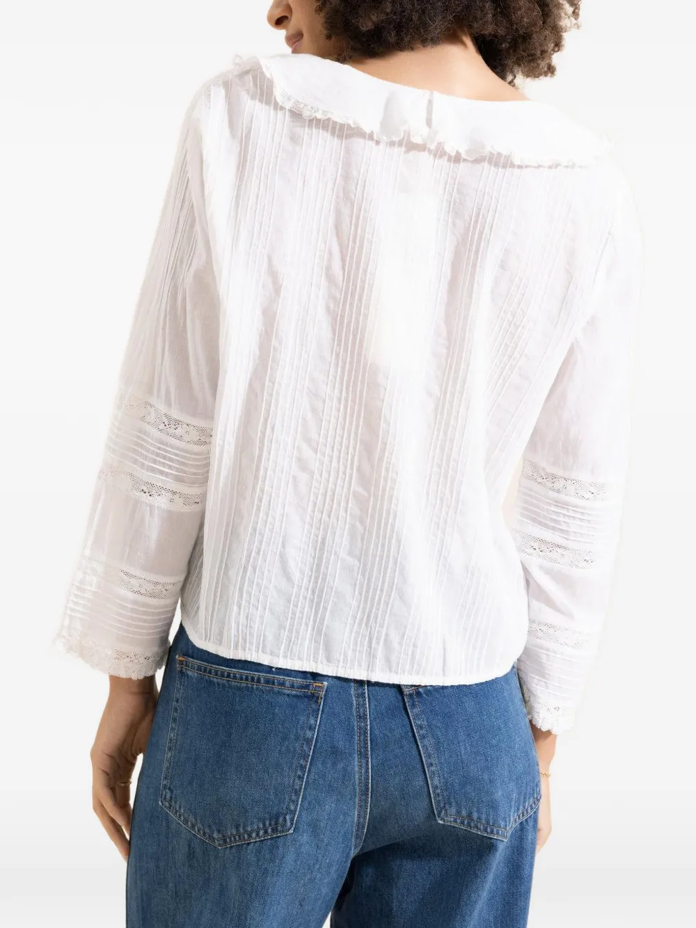 D&Ocirc;EN Huguette ruffled lace shirt - Wit