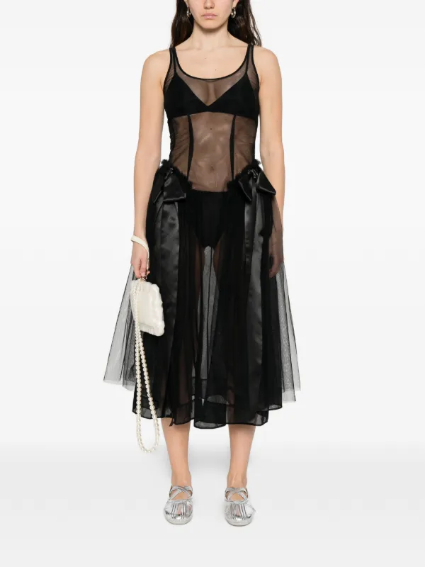 新品Simone Rocha x  リボン　シアーワンピース Simone Rocha リボン ドレス | ブラック | FARFETCH JP