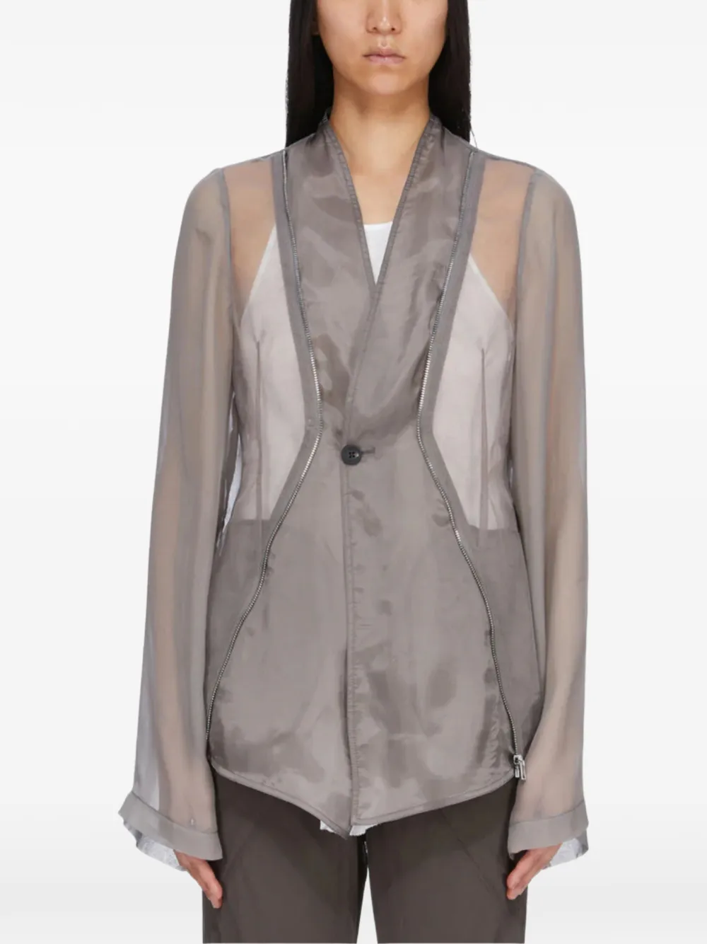 Rick Owens Temple Stag blouse met ritsdetail Grijs