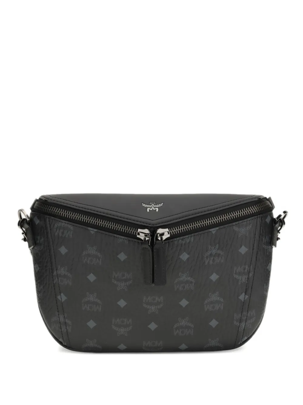 MCM small Diamant 3D logo-printed zip messenger bag - Nero