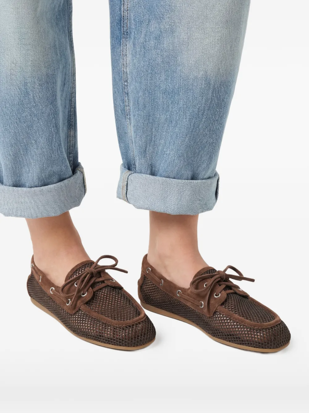 Miu Loafers met ringlets Bruin