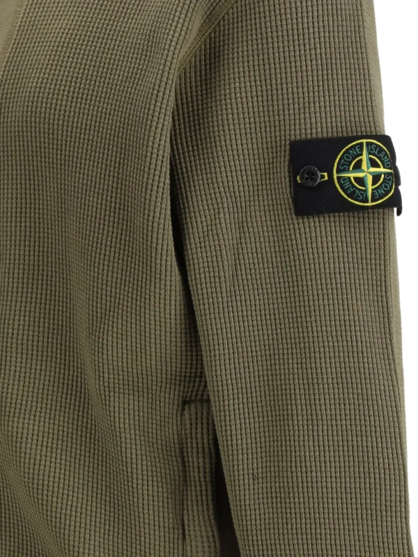 Stone Island zip-up Hooded Waffle Sweatshirt | Green | FARFETCH