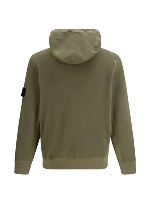 Stone Island zip-up Hooded Waffle Sweatshirt | Green | FARFETCH