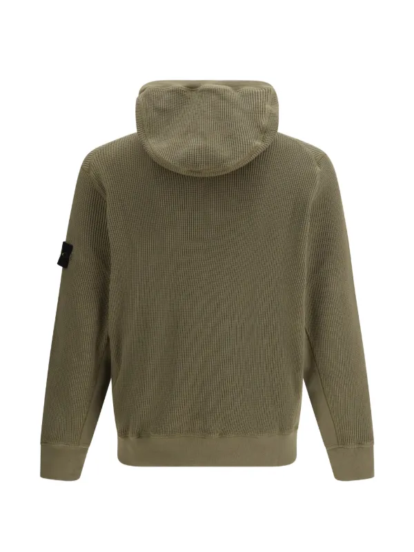 トップス Stone  23AW Zip Up Sweatshrit Stone Island zip-up Hooded Waffle Sweatshirt | Green | FARFETCH