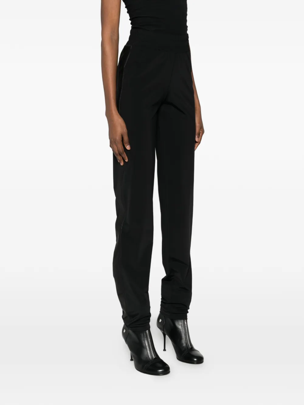 MITILIANE COUTURE Leren broek met zijstreep Zwart