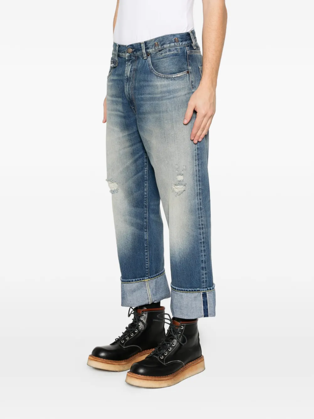  R13 Vaqueros Capri Cuffed X-boyfriend - Azul 