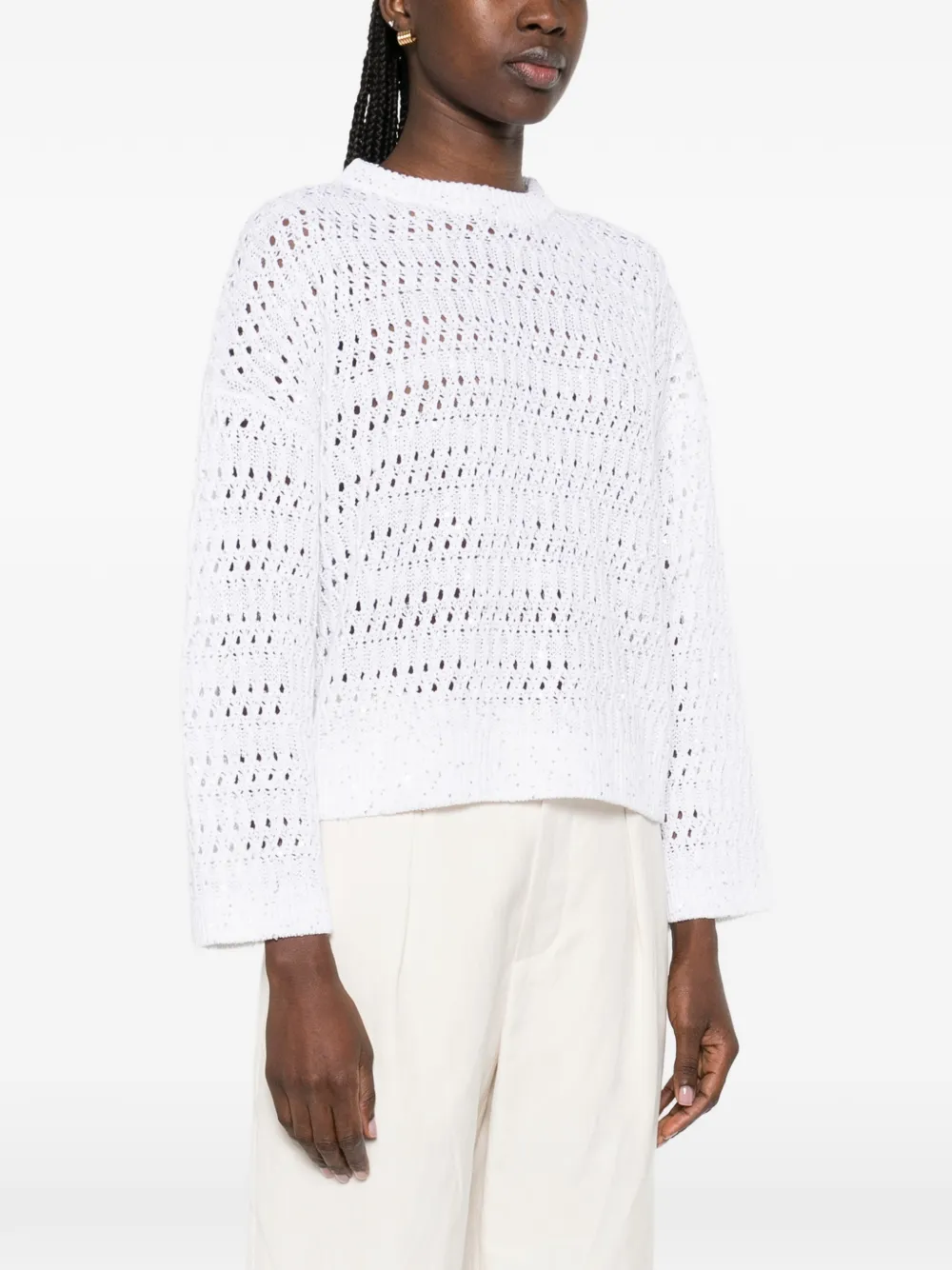Brunello Cucinelli Sweater met ronde hals Beige