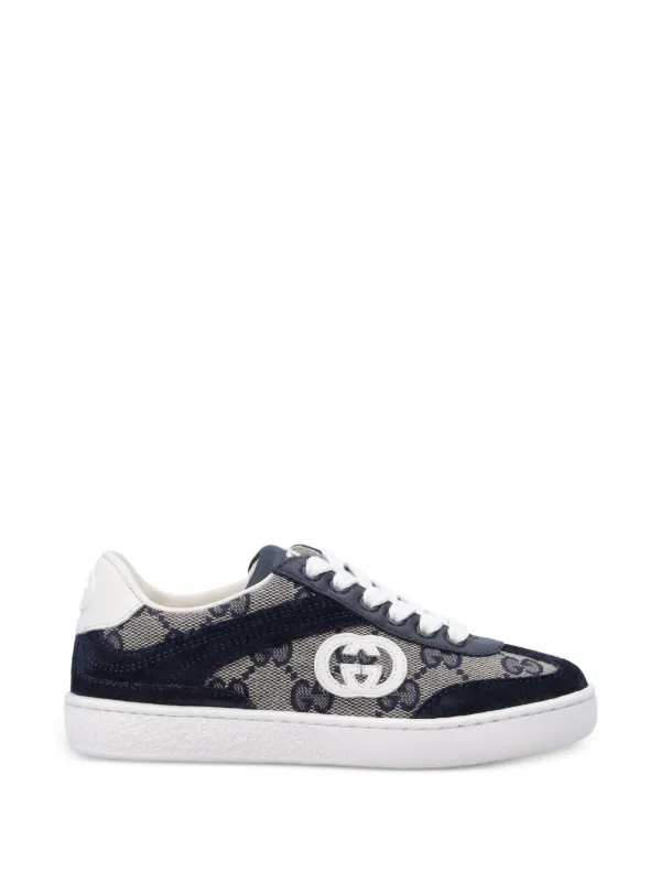 GUCCI CHILDREN ネイビーキャンバス テニス スニーカー 13.5 Gucci Kids G74 Logo Sneakers | Blue | FARFETCH